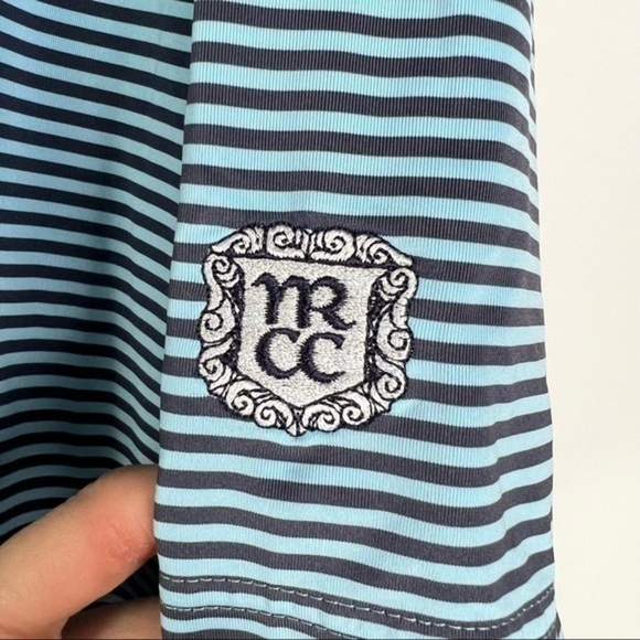 FootJoy Mens Golf Polo Shirt Blue Striped Stretch Button Short Sleeve Collared L - Picture 8 of 9